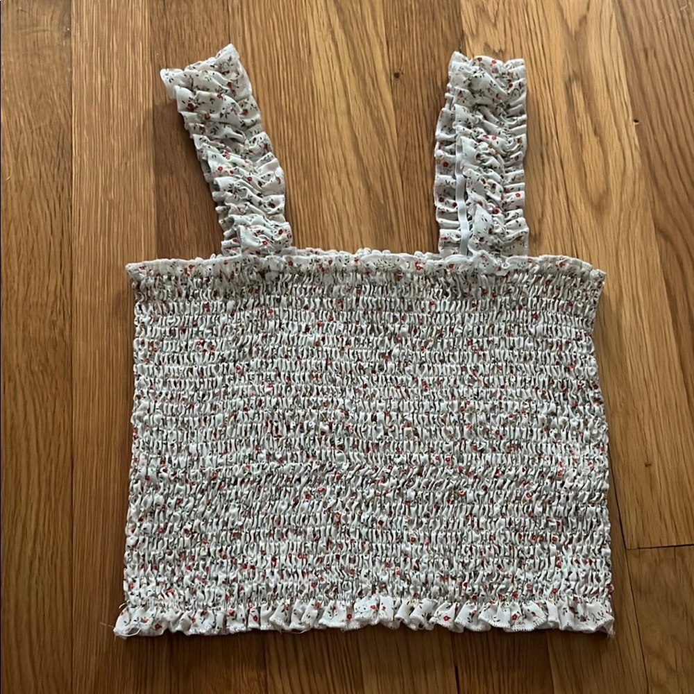 Princess Polly Floral Smocked White Top